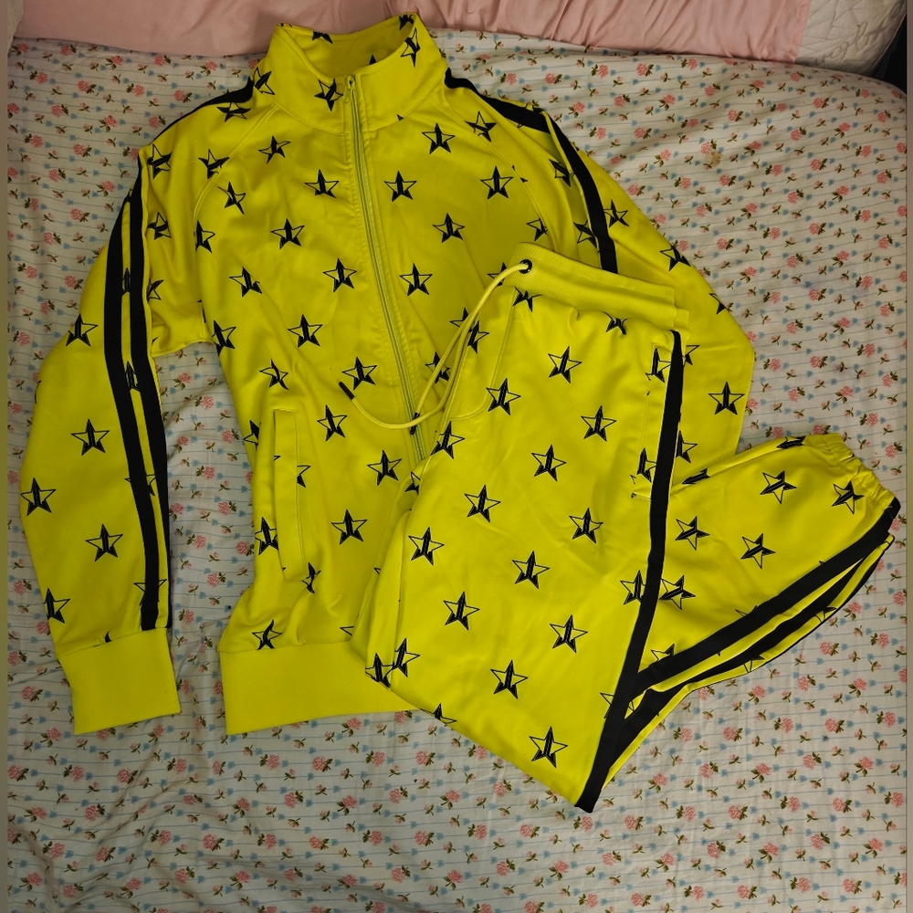 Jeffree Star Neon Yellow Star-Print Track Jacket & Joggers